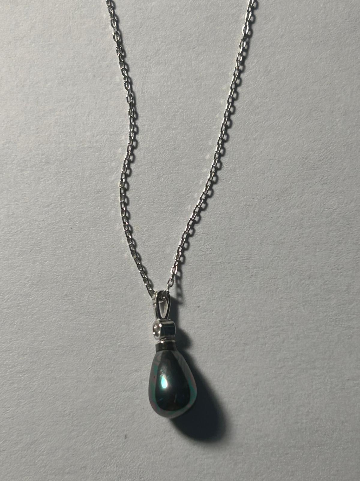 Authentic silver ,pearl drop necklace