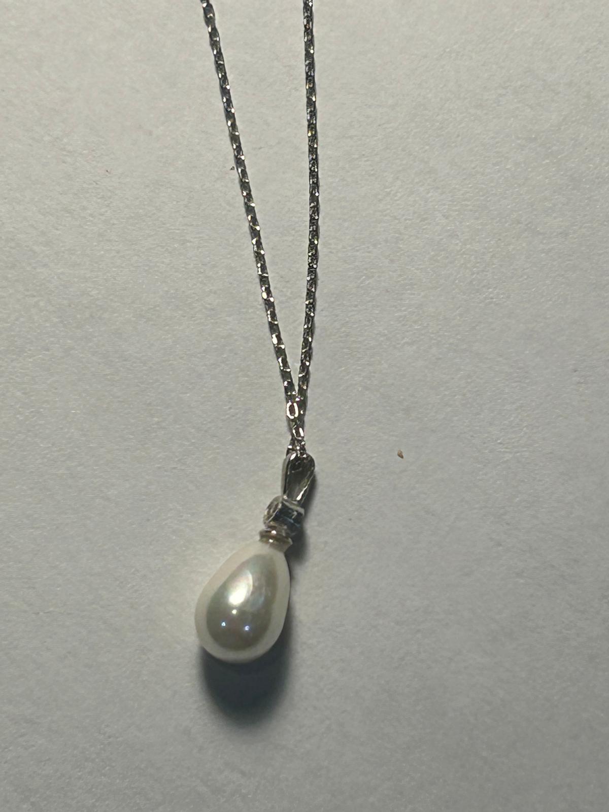 white pearl drop necklace 925 silver